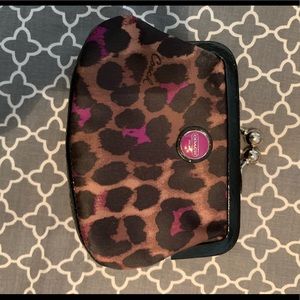 Brown and purple cheetah print Coach coin purse